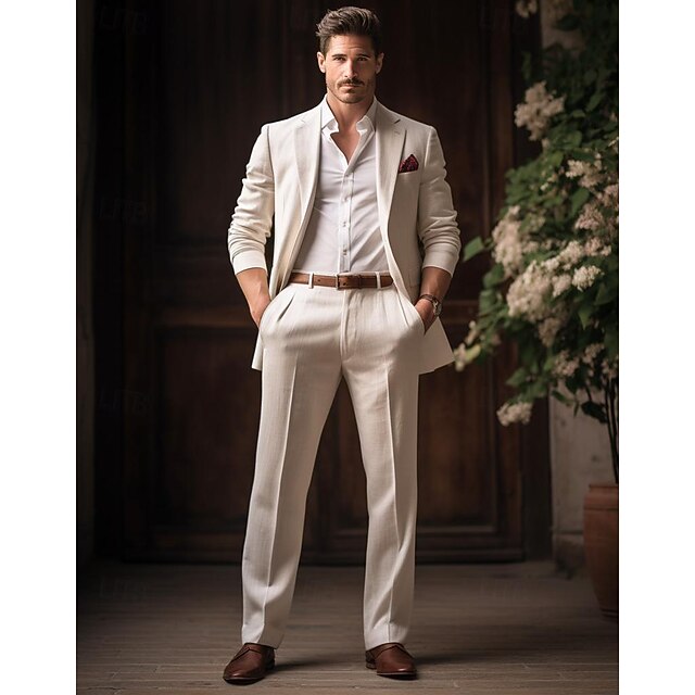 40 Linen Men's Linen Pants Trousers Summer Pants Pocket Straight Leg