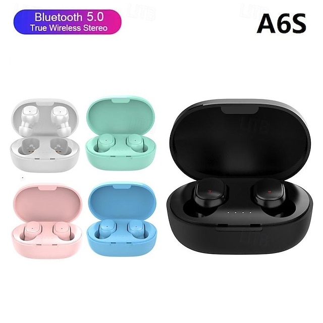  A6S TWS Wireless Bluetooth 5.0 Sport Stereo in-ear headphones with battery protector