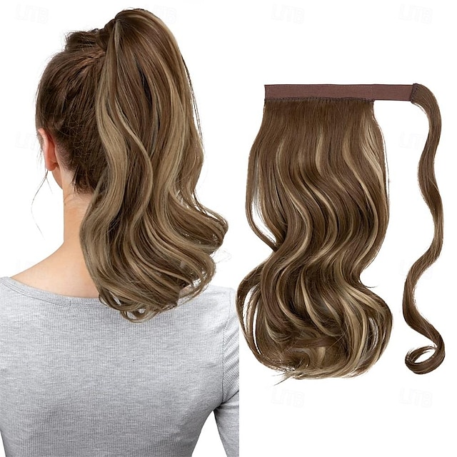  14 paardenstaart extensie korte paardenstaart wrap around clip in hair extensions krullend golvend synthetisch hoogbestendig vezel faux haarstukje voor vrouwen