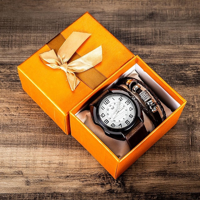  Herren-Uhrenset, Geschenke für Männer, Uhren-Set, Herren-Geschenkuhr, Herrengeschenke, Geburtstagsgeschenke, Kunstleder-Herrenuhr, Herrenuhr-Geschenkset, Geschenkbox-Organizer