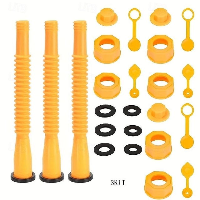  3-Kit Nozzle Replacement Set - Includes 6 Screw Collar Caps for Added Protection,,Upgrade Your Gas Can