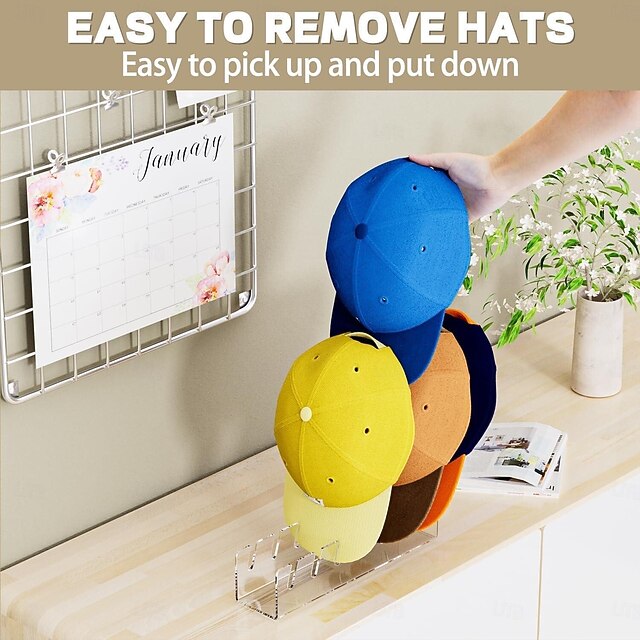 2 Pcs Hat Stand for Baseball Caps, No Install Acrylic Hat Organizer for ...