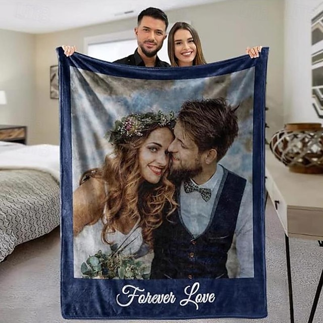  Custom Blankets with 1Photos Personalized Couples Gifts Customized Picture Blanket I Love You Gifts Birthday Gift for Wife Husband Girlfriend Boyfriend Pets