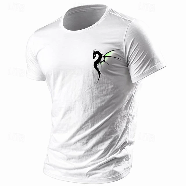 Men's Animal Dragon T Shirt Tee Top 100% Cotton Short Sleeve Graphic Shirt Black White Red Comfortable Tee Vacation Street Fashion Designer Clothing 10