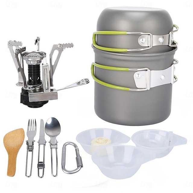  Camping Tableware Set, Outdoor Cookware Set, Foldable Knife, Water Cooker, Cup, Camping Equipment