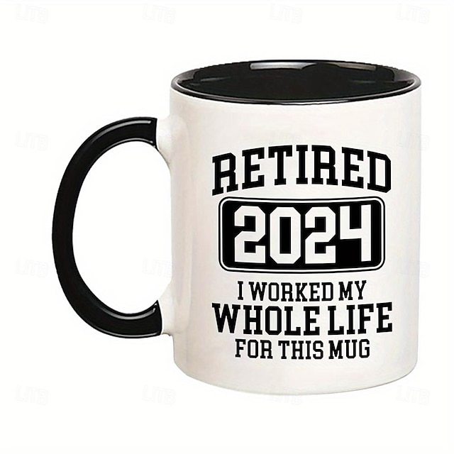  1 peça 11 onças aposentada em 2024, trabalhei toda a minha vida por esta caneca - copo engraçado de aposentadoria para mulheres - caneca branca para presente de aposentado