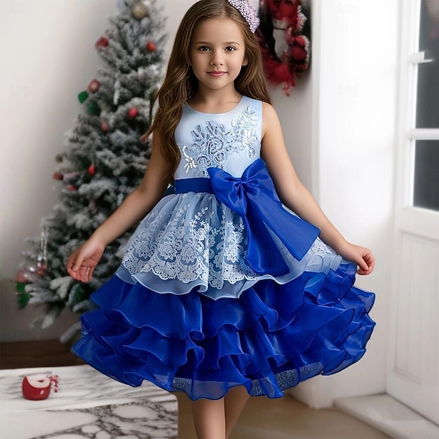  Παιδιά Κοριτσίστικα Φόρεμα Φόρεμα για πάρτυ Συμπαγές Χρώμα Πούλια Αμάνικο Γάμου Γενέθλια χριστουγεννιάτικο πάρτυ Πούλιες Κομψό Γλυκός Δίχτυ Φόρεμα για κορίτσια λουλουδιών Καλοκαίρι Άνοιξη Φθινόπωρο