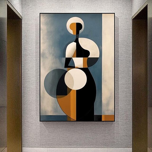 Handpainted Abstract Picasso style geometry girl Canvas Wall Art Modern ...