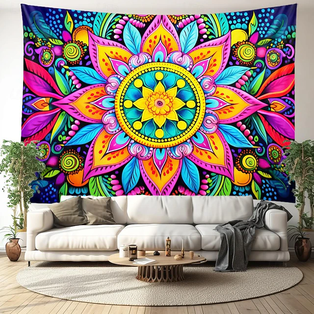 Colorful Mandala Bohemian Hanging Tapestry Wall Art Large Tapestry Mural Decor Photograph Backdrop Blanket Curtain Home Bedroom Living Room Decoration 17