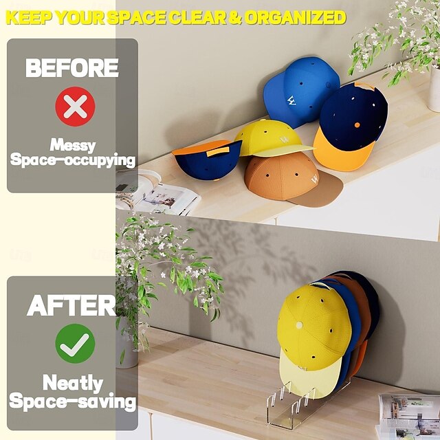 2 Pcs Hat Stand for Baseball Caps, No Install Acrylic Hat Organizer for ...