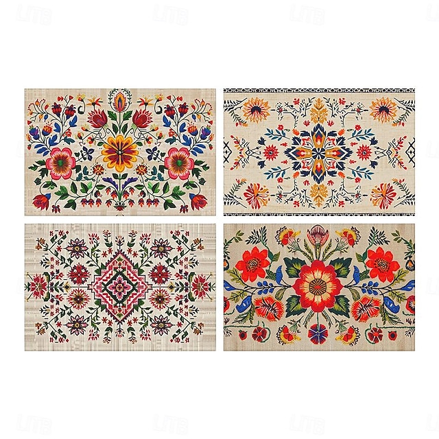  1 stk etnisk mønster dekkematte bordmatte 12x18 tommers bordmatter for festkjøkken spisedekorasjon