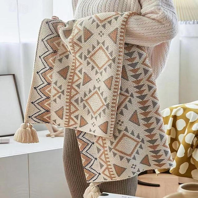  Blankets & Throws, Gingham Acrylic Fibers Tassel Soft Comfy Blankets