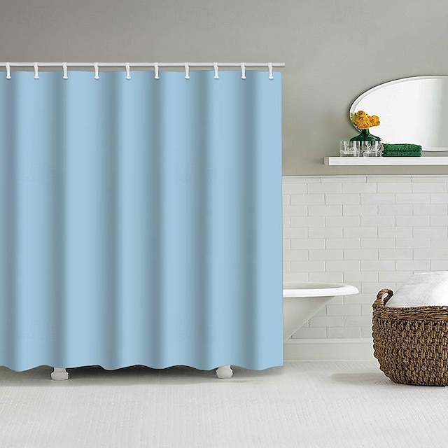  egyszínű zuhanyfüggöny akasztókkal fürdőszoba pajtaajtóhoz fürdőszoba dekor szett poliészter vízálló 12 csomagos műanyag kampók macaron szín