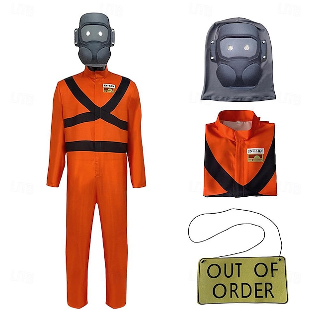  Lethal Company-Kostüm, Videospiel-Kostüme, orangefarbener Overall mit Maske, Karneval, Party, Halloween