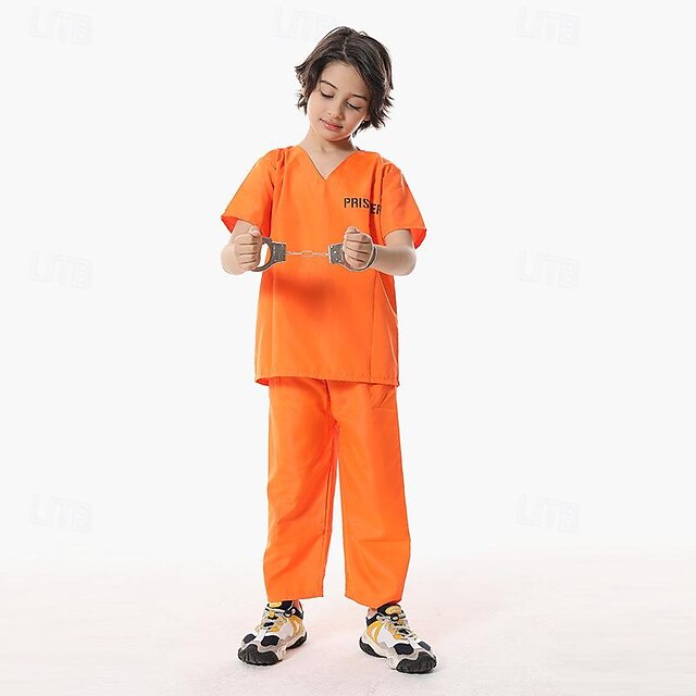 Prisoner Halloween Cosplay Costume Masquerade Career Costumes Carnival Costume Cosplay Kid's Boys' Girls' Carnival Masquerade Mardi Gras Carnival Party Masquerade Easy Halloween Costumes Dress Up3