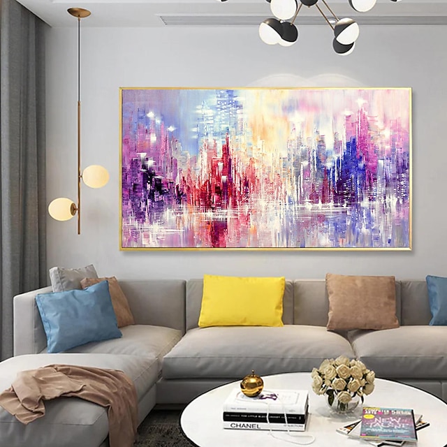  Handmade Oil Painting  Canvas wall Art Decoration  Abstract Knife Painting  Landscape Purple For Home Decor Rolled Frameless Unstretched Painting