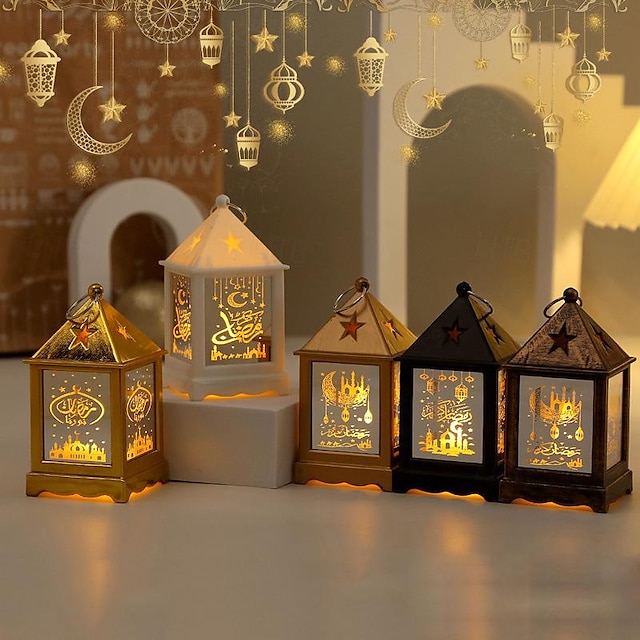 ramadan lanterne portatili candelieri lampade a vento candele elettroniche decorazioni festive atmosfera oggetti di scena 1pz