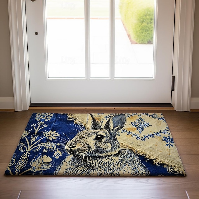  inkoustová modrá králičí rohožka podlahové rohože omyvatelné koberečky kuchyňská podložka protiskluzový koberec odolný proti oleji vnitřní venkovní rohož ložnice dekorace koupelnová rohož vstupní