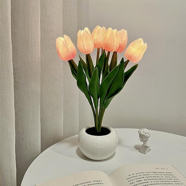 led tulip night light flower table lamp