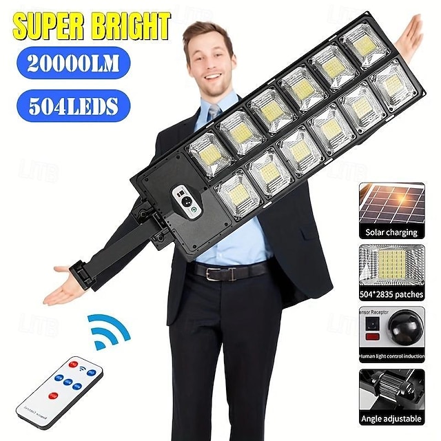 1 Pack Super Bright 504 LED Solar Light, Outdoor Street Light, Daylight 3 Modes, IPX68 Waterproof, Garden Lighting with Smart Motion Sensor