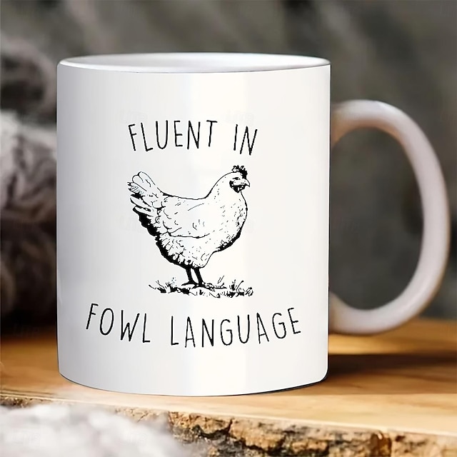  tasse Crazy Chicken Lady - parle couramment le langage des poules : tasse à café en céramique avec un design double face, idéale pour les boissons chaudes ou froides, cadeaux amusants pour les