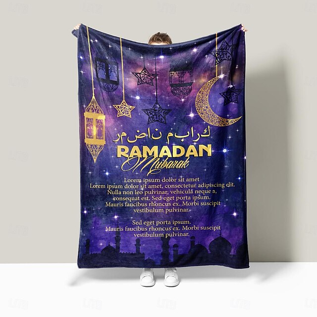  lanterna mesquita padrão crescente lança cobertor de flanela cobertores quentes para todas as estações presentes cobertor grande