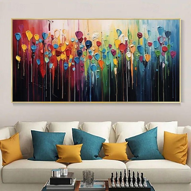  Handgefertigtes Ölgemälde auf Leinwand, Wandkunst, Dekoration, abstraktes, farbenfrohes, dickes Öl für die Inneneinrichtung, gerolltes, rahmenloses, ungedehntes Gemälde