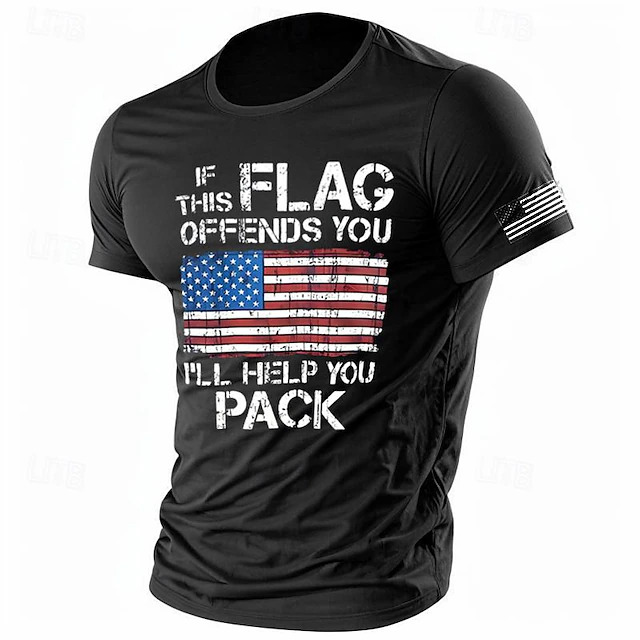 Veterans Day Men's Patriot Patriotic Veteran American Flag T shirt Tee Top Cotton Short Sleeve Graphic Shirt Black Red Army Green Comfortable Tee Street Holiday Fashion Designer 9