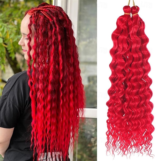  2 Pack Ocean Deep Wave Crochet Hair 16 Inch Curly Braiding Hair for Crochet Braids Goddess Locs Crochet Hair Dreadlock Extensions