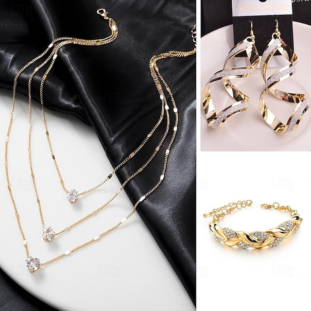  3 pezzi Per donna Set coordinati Parure di gioielli Collane Bracciali Vintage Di tendenza Lega Esterno Strada Con cuori Stella Glitter Argento Oro