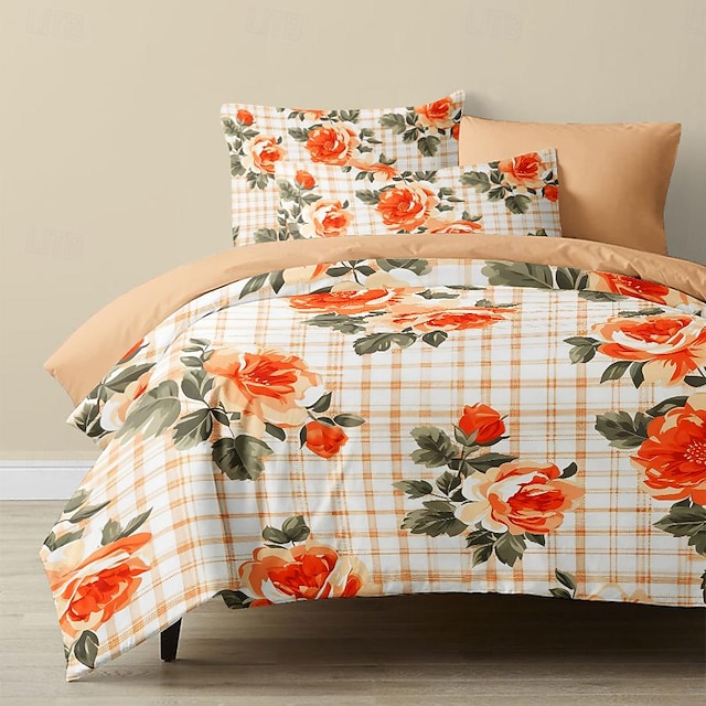  geometrisk floral mønster dynetrekk sett sett mykt 3-delt luksus sengetøy i bomull hjemmeinnredning gave tvilling full king queen size dynetrekk