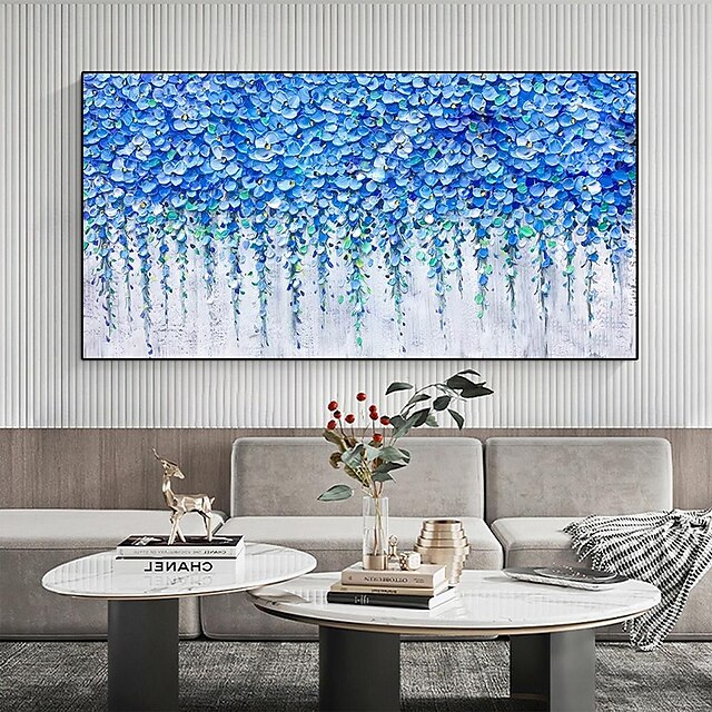  3D kék virág kés festmény kézzel készített absztrakt kék virág textúra művészet festmény vászonra eredeti erdő ültetés kézzel festett egyedi festmény nappaliba bedroon dekoráció festmény legjobb