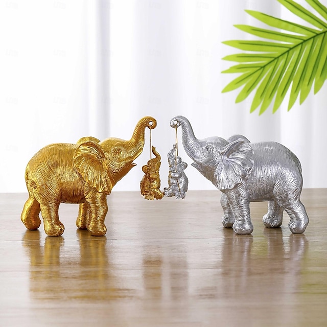  elefant staty. elefantdekor ger lycka, hälsa, styrka. elefantpresenter för kvinnor, mammapresenter. dekorationer tillämpliga hem, kontor, bokhylla tv-bänk, hylla, vardagsrum - silver