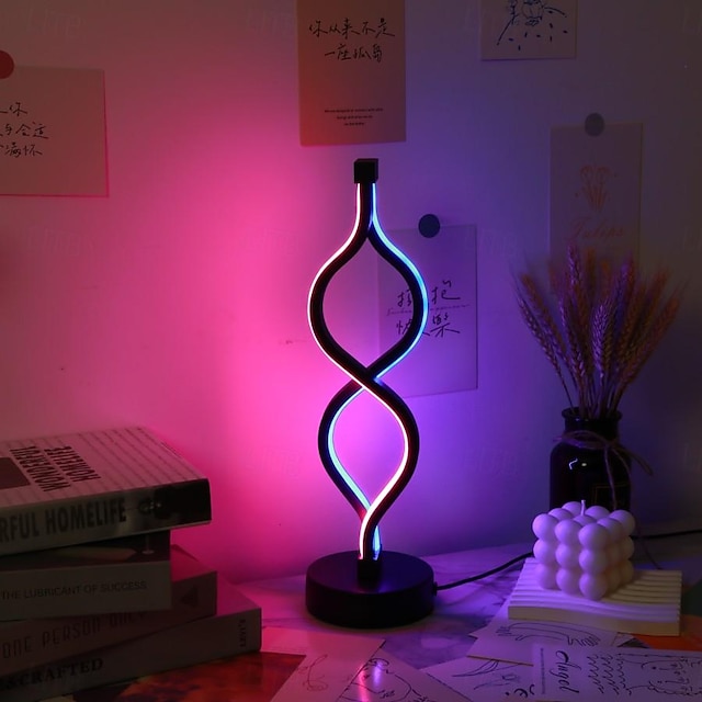  rgb dimbar bordslampa modern kreativ 8-siffrig usb-bordslampa sovrum vardagsrum omgivningsljus 13 tum
