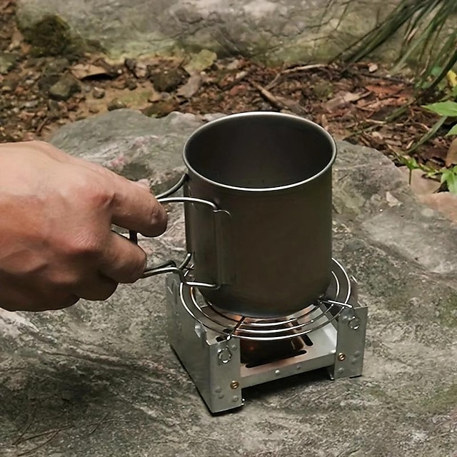  Fogão de bolso dobrável ultraleve de 1 unidade para acampamento ao ar livre e sobrevivência - queimador portátil para queima de madeira