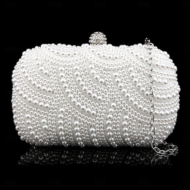  Women's Clutch Evening Bag PVC Alloy Party Holiday Solid Color Black White Ivory