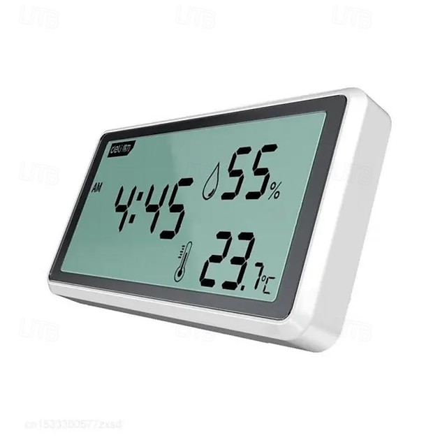  デリ電子温度計湿度計ウェザーステーション高精度置き時計機能付きミニ温度計液晶ツール