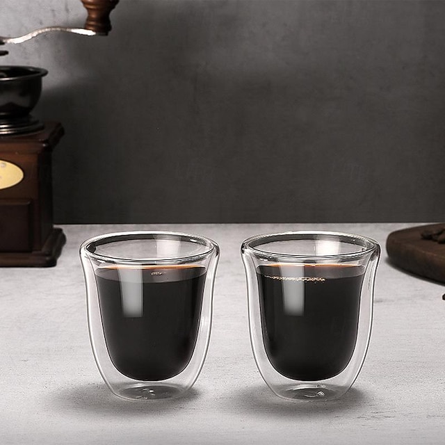  150ml διαφανείς κούπες καφέ διπλού τοιχώματος σε φλιτζανάκια μονωμένου στρώματος για τσάι μπάρ, χυμός γάλακτος με νερό, ποτήρι εσπρέσο
