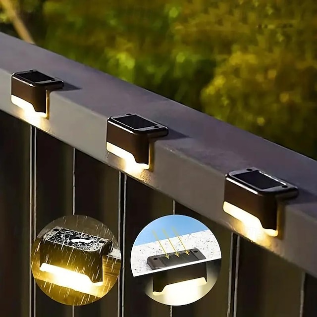  solar trinn lys vanntett gårdslys gjerde dekor vegglampe utendørs rekkverk trapp trinn dekorativ belysning
