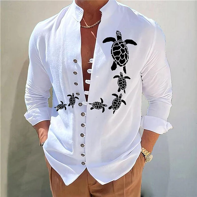 Turtle Men's Fashion Casual Graphic Cotton Shirt Daily Wear Vacation 