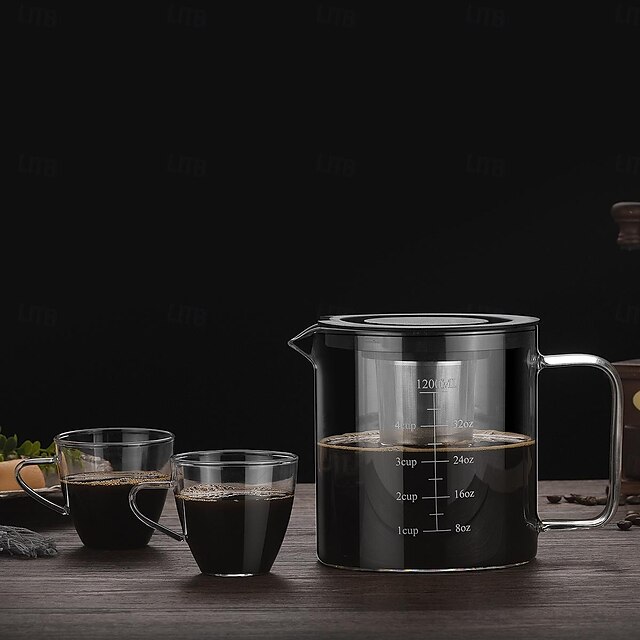  filtru de cafea cu sticlă de 1,2 l cu mâner anti-alunecare filtru de cafea pentru ceai cu gheață de uz casnic turnat peste ceainic