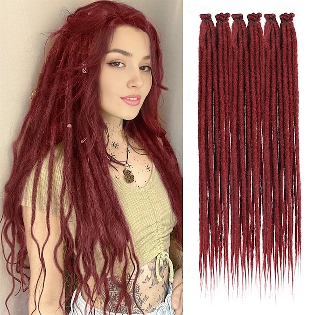  24 Inch Dreadlock Extensions 20 Strands  Single Ended Hippie Dreads 0.6 cm Width Loc Extensions Reggae Style Synthetic Crochet Hair for Women and Men