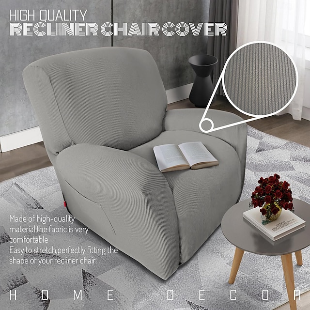 Jacquard Recliner Covers 1 Piece, Stretch Reclining Chair Covers for 1 Seat Reclining Sofa, Single Seat Recliner Couch Cover very Soft, Machine Washable 10