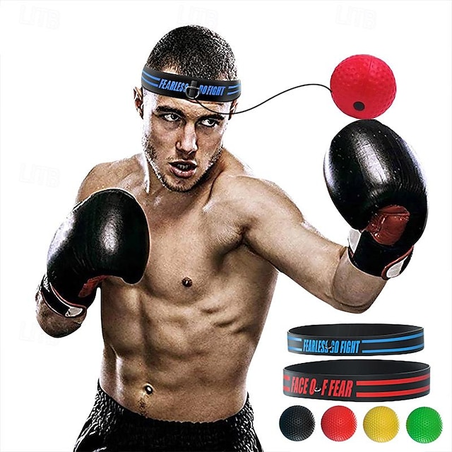  sada tréninkových boxerských míčů se 3 míči, sada čelenek na boxerský reflexní míč, boxerské vybavení, skvělé pro začátečníky ke zlepšení dovedností, boxerské dárky pro muže