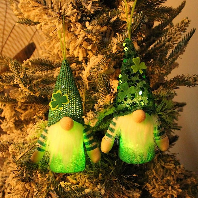  1 Stück Paillettenhut Elfenpuppe Weihnachtsbaum Anhänger st. Patrick's Day leuchtende Puppendekoration