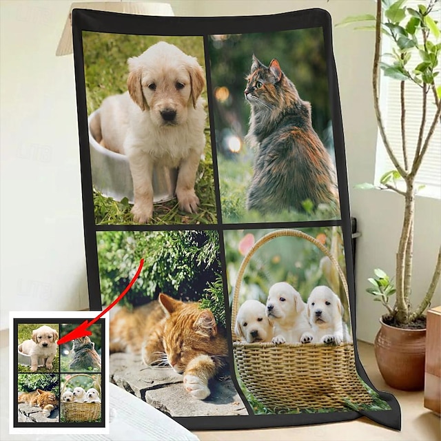  pături personalizate cu 4 fotografii cadouri de cuplu personalizate pătură cu imagini personalizate te iubesc cadouri de aniversare pentru soție soț iubit prieten animale de companie
