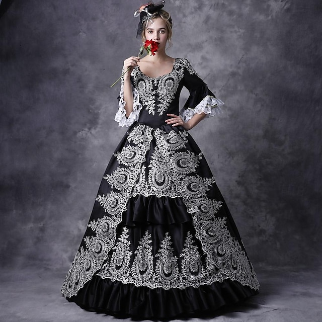  Gothique Victoriens Inspiré du vintage Renaissance Robe Costume de fête Robe de bal Princesse Shakespeare Femme Robe de Soirée Halloween Soirée Mascarade Robe