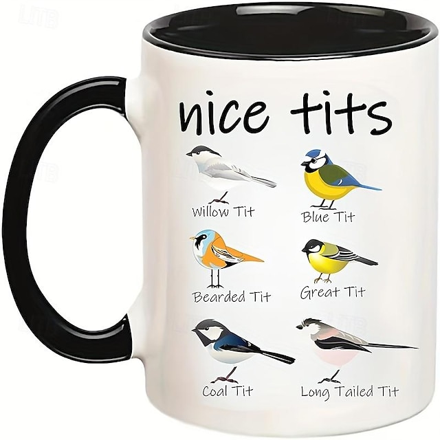  bella tazza di uccello con tette - divertente tazza di caffè per birdwatcher: tazza di caffè con linguaggio di uccelli, regalo di compleanno per donne, uomini e amanti degli uccelli - capacità di 11