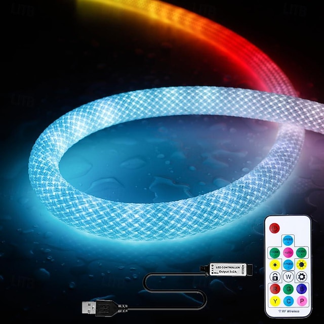  Neon LED lys vandtæt WS2811 vævet silikone neon LED lysstrip 12MM 360 graders cirkulært netværkskontroller RGB nylon pool lysstrip fleksibel drømmende farve reb lys dekoration