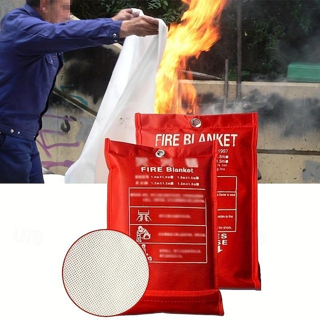  1pc Fire Blanket Emergency Survival Fire Shelter Security Extinguishers 39.37inch X 39.37inch Blanket Tent Shelter Survival Fire Guard